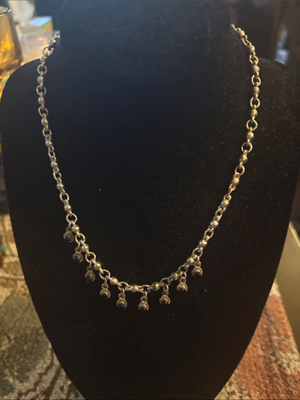 Sterling Silver Dangle Charm Necklace - Silver